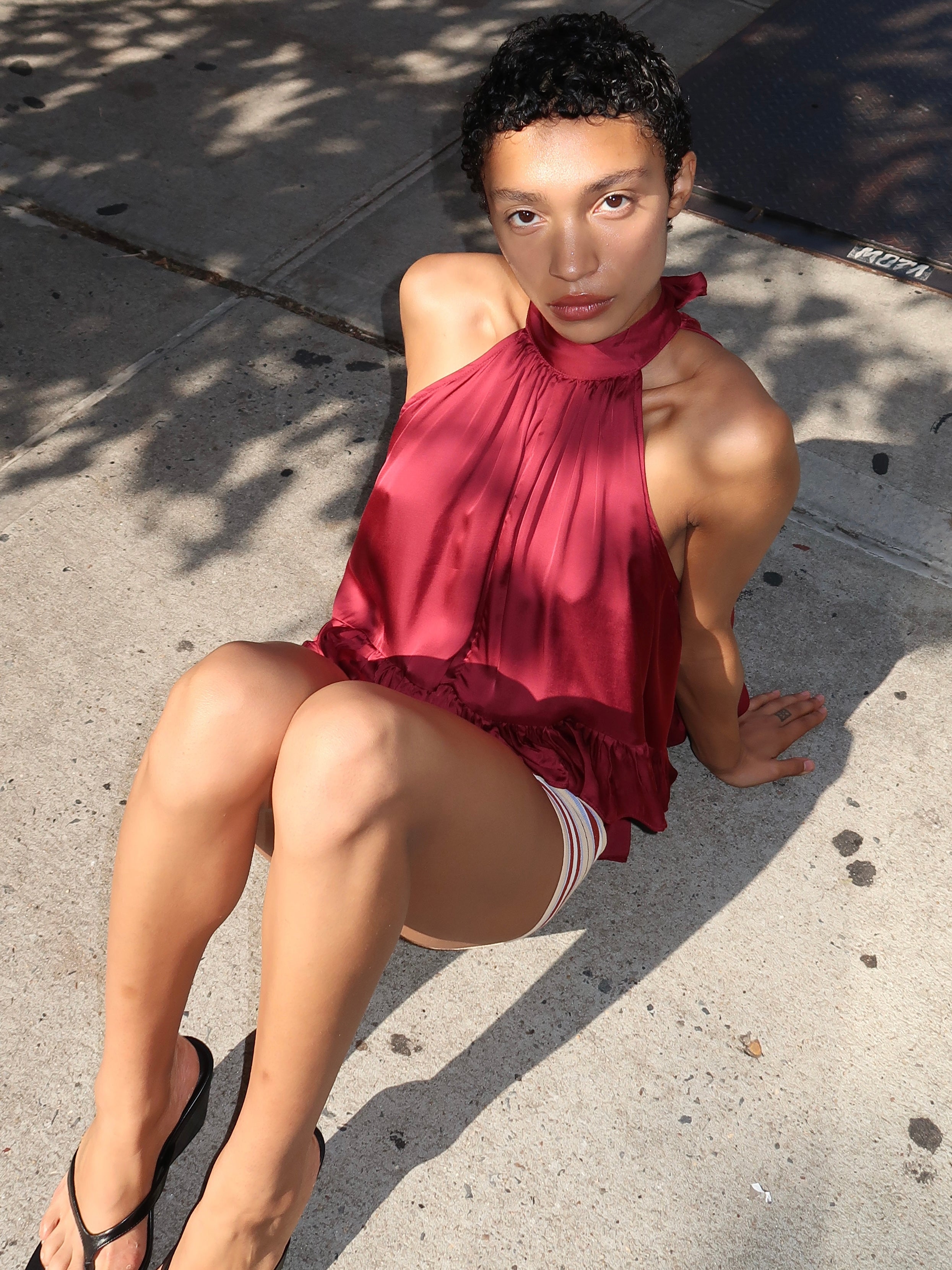 Empress Halter Top in Burgundy