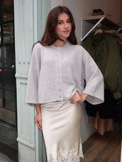 Martha Sweater Cardi in Light Grey