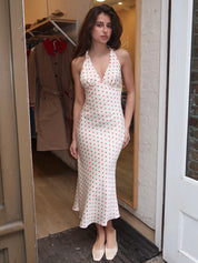 La Brea Dress in Ivory/Cherry
