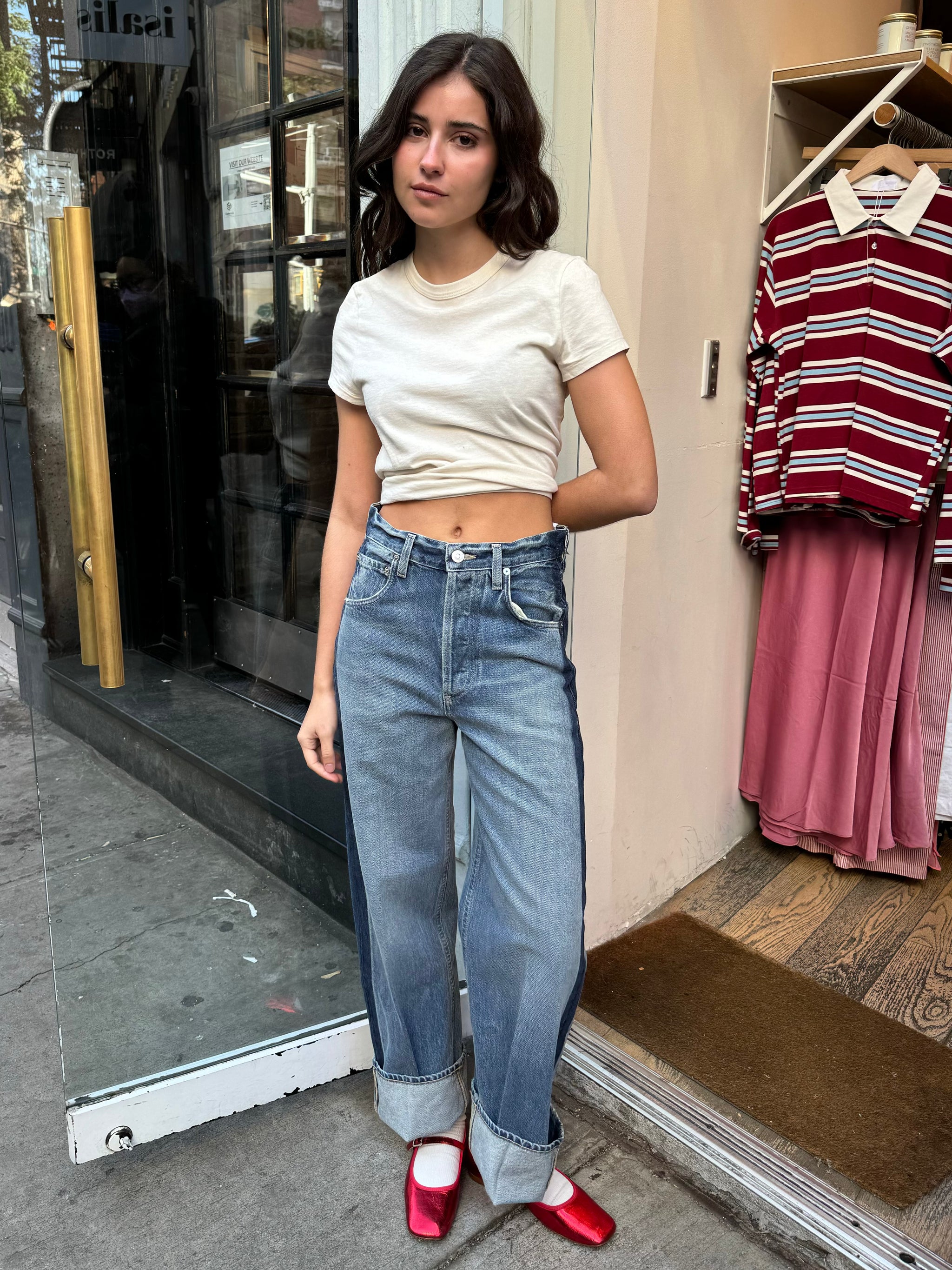 Ayla Baggy Jean with Tuxedo Stripe in Drome – Isalis Ayla Baggy Jean with Tuxedo Stripe in Drome – Isalis