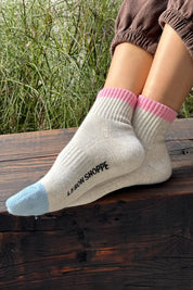 Color Block Girlfriend Socks in Grey Pink