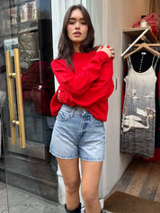 Saige High Waist Shorts in French Riviera