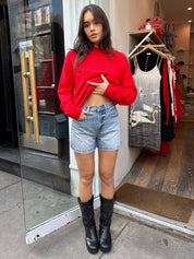 Saige High Waist Shorts in French Riviera