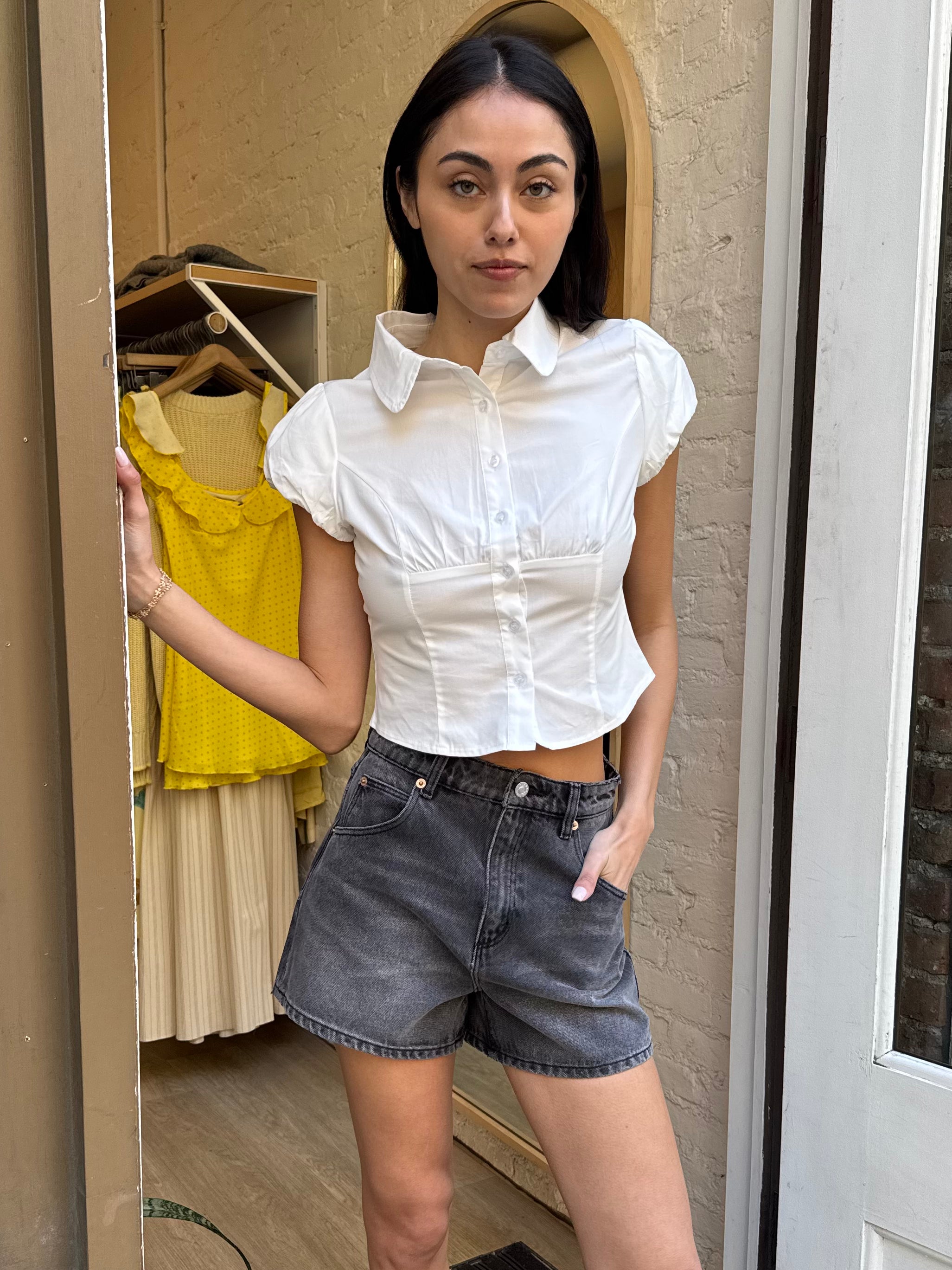 Dasha Button Down Top in White