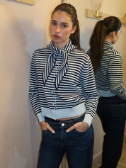 Striped Scarf Neck Lara Cardigan