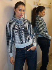 Striped Scarf Neck Lara Cardigan
