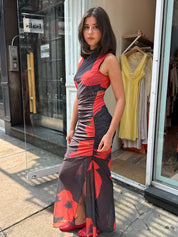 Mesh Floral Dress in Black