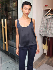 Aliza Silky Tank Top in Navy