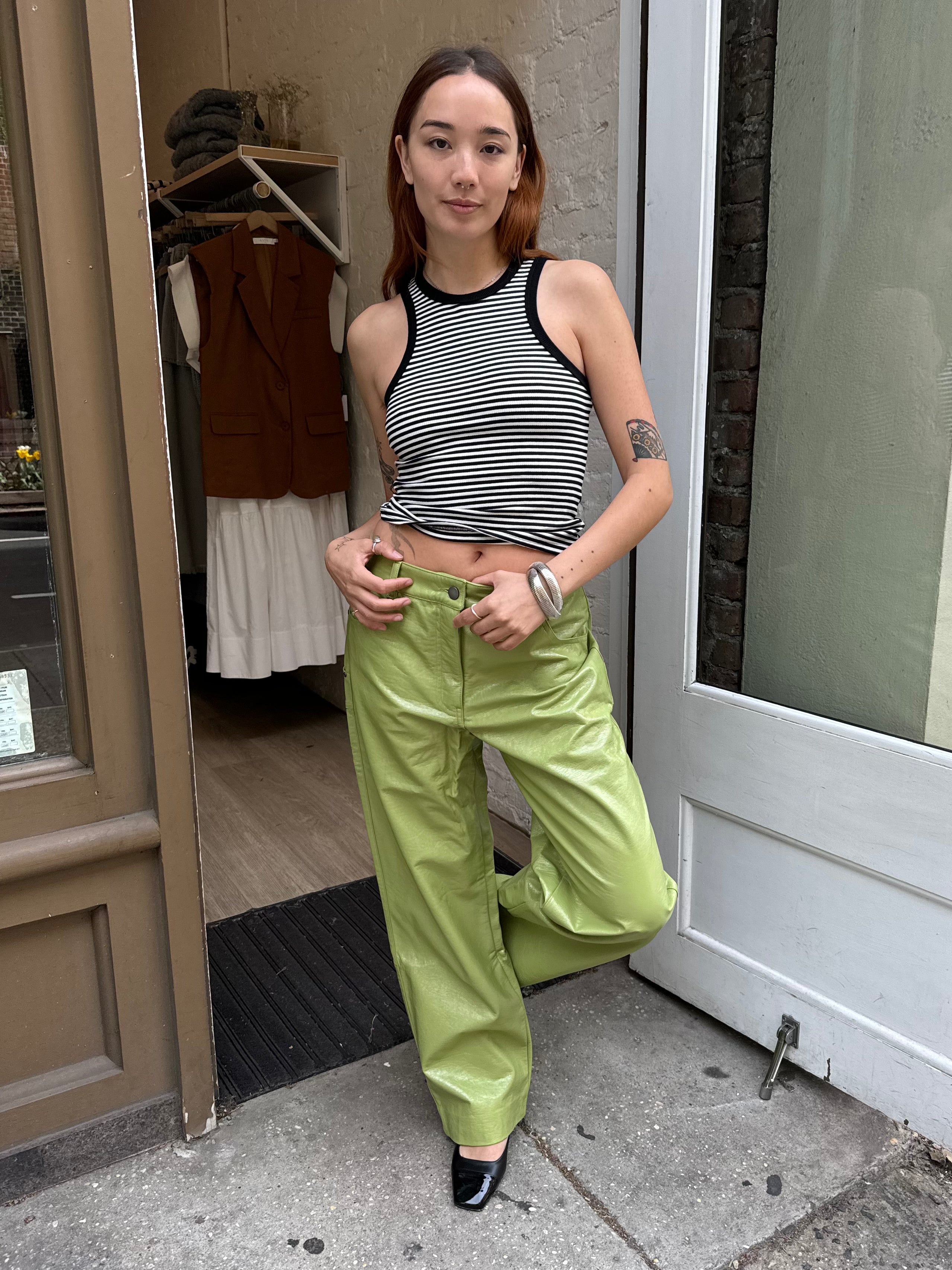 Mid Rise Wax Pant in Granny Smith