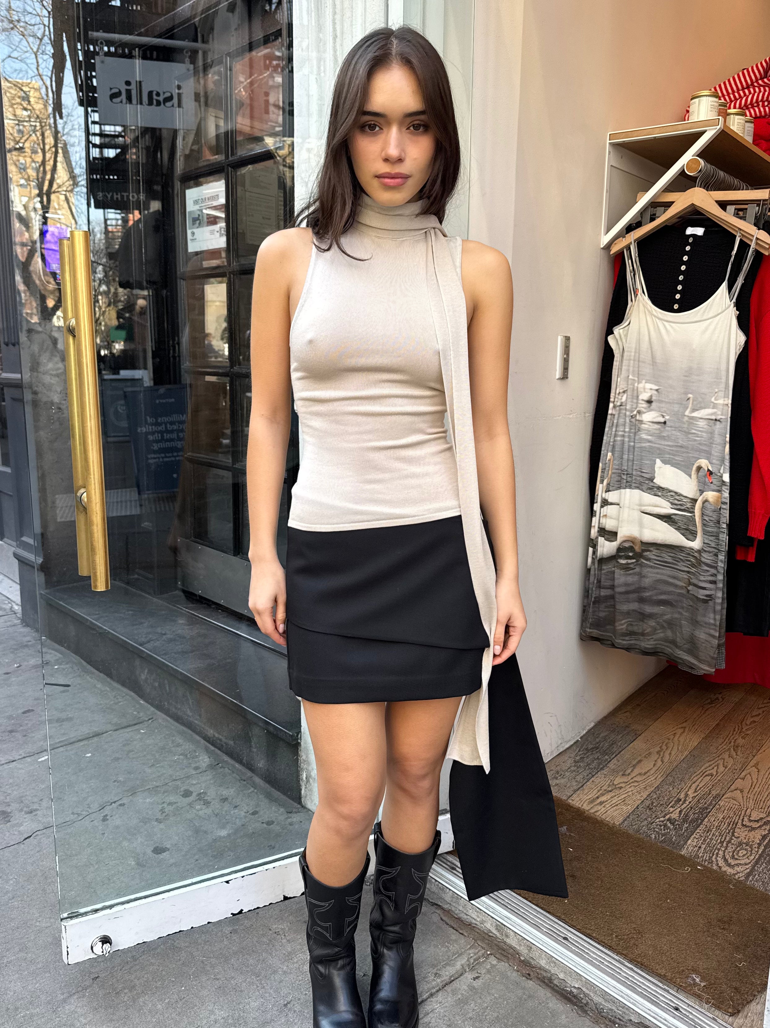Scarf Mini Skirt in Black