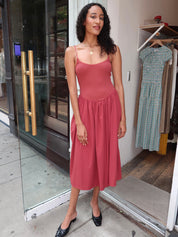 Claudette Midi Dress in Rosewood