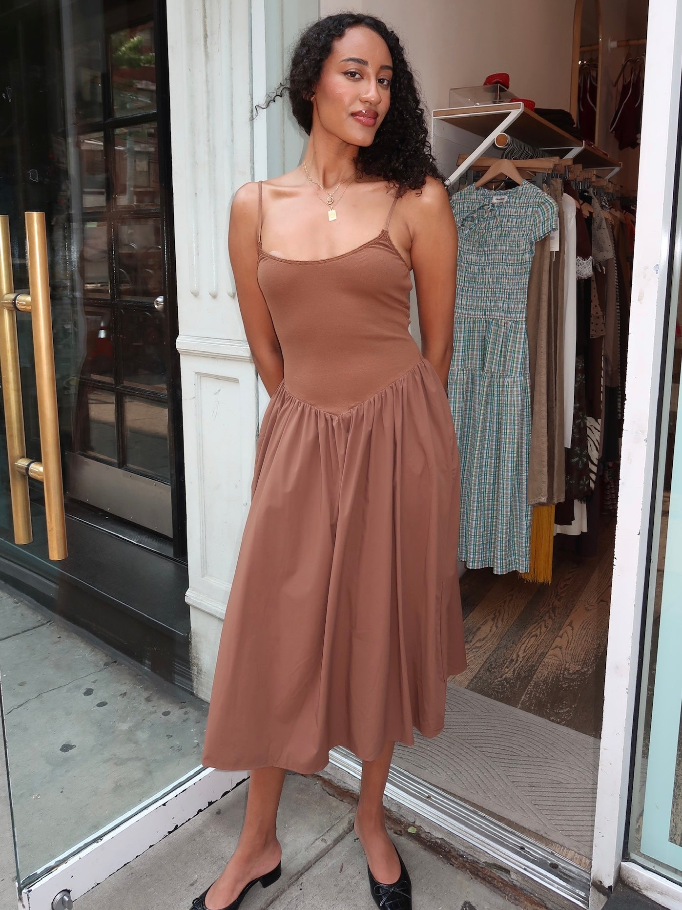 windsor brown dress Midi in Isalis Midi-length crpe sheath dress in