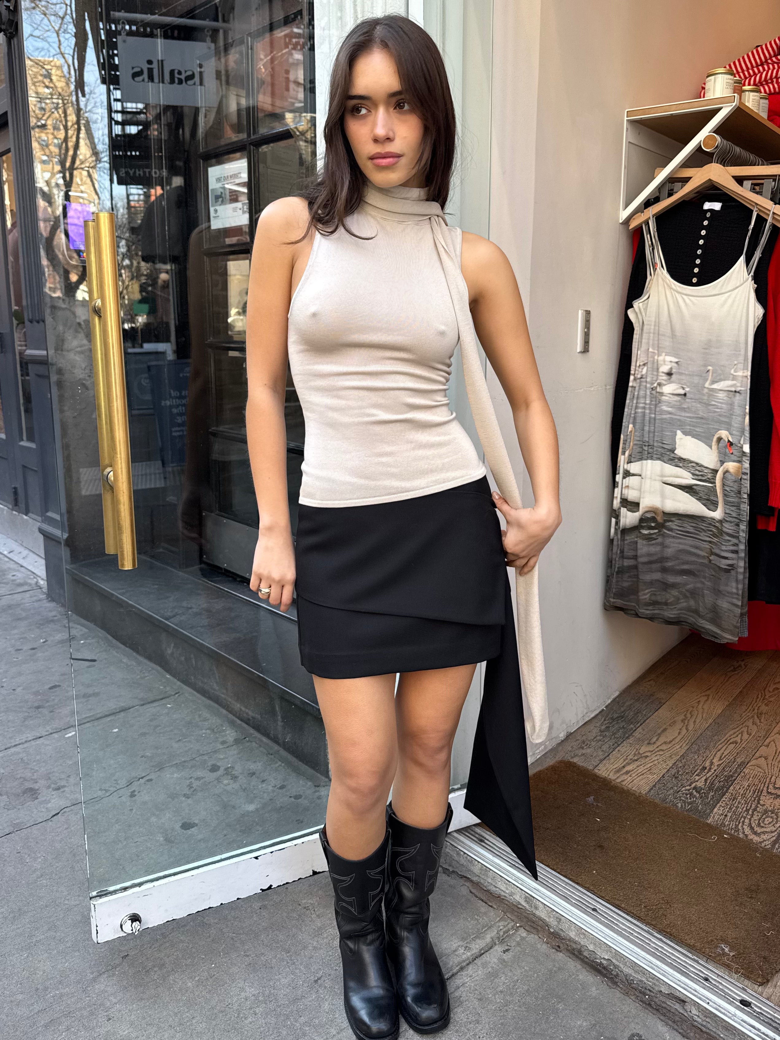Scarf Mini Skirt in Black