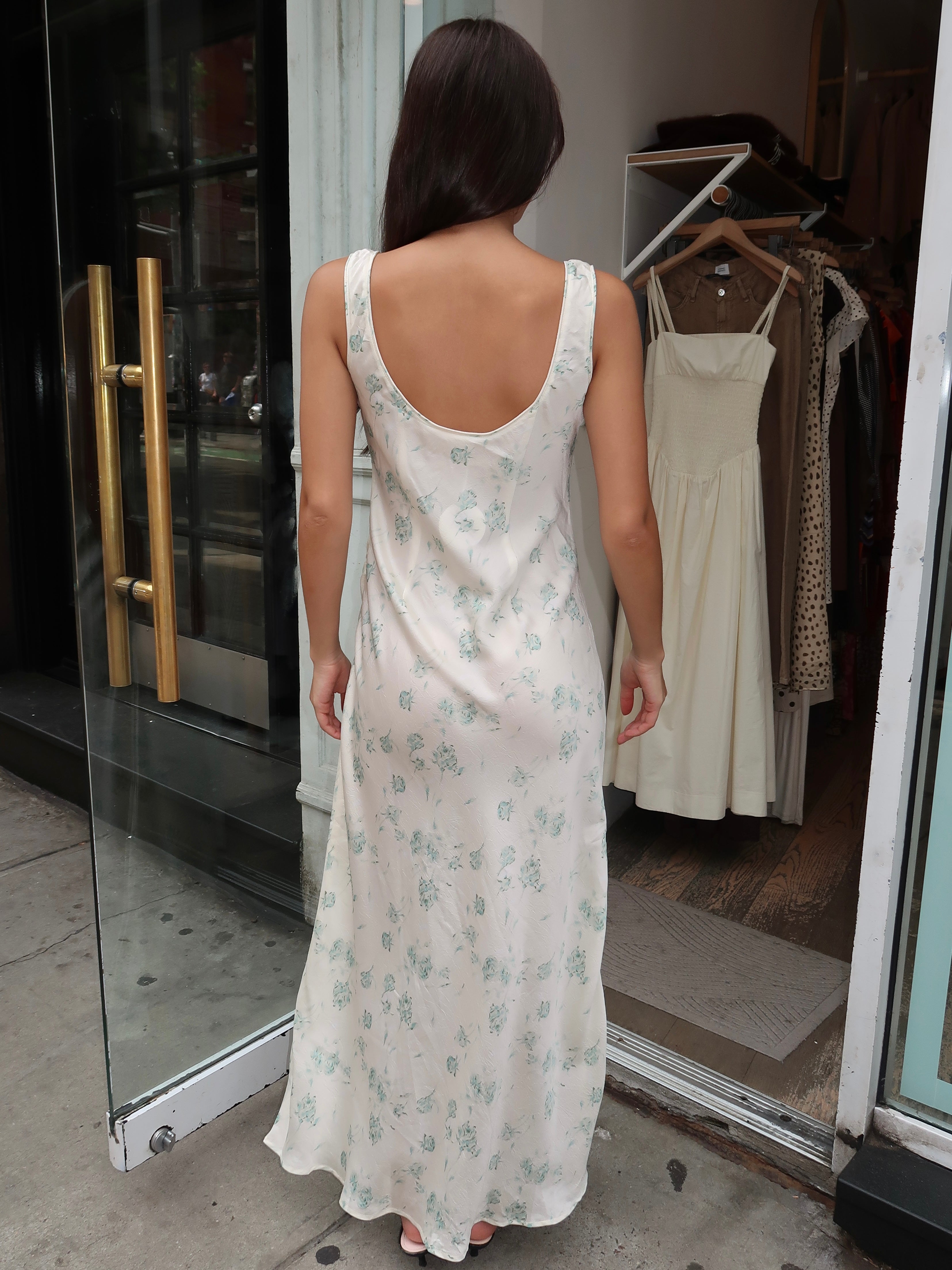 Jaylin Maxi Dress in Cream Green Floral