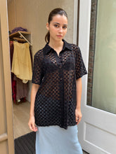 Load image into Gallery viewer, Harmony Checkered Mesh Button Down in Black
