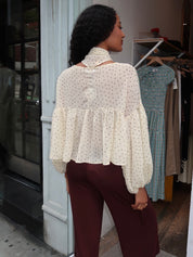Artesia Blouse & Scarf in Cream Dot