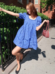 Meri Mini Dress in Blue Paisley