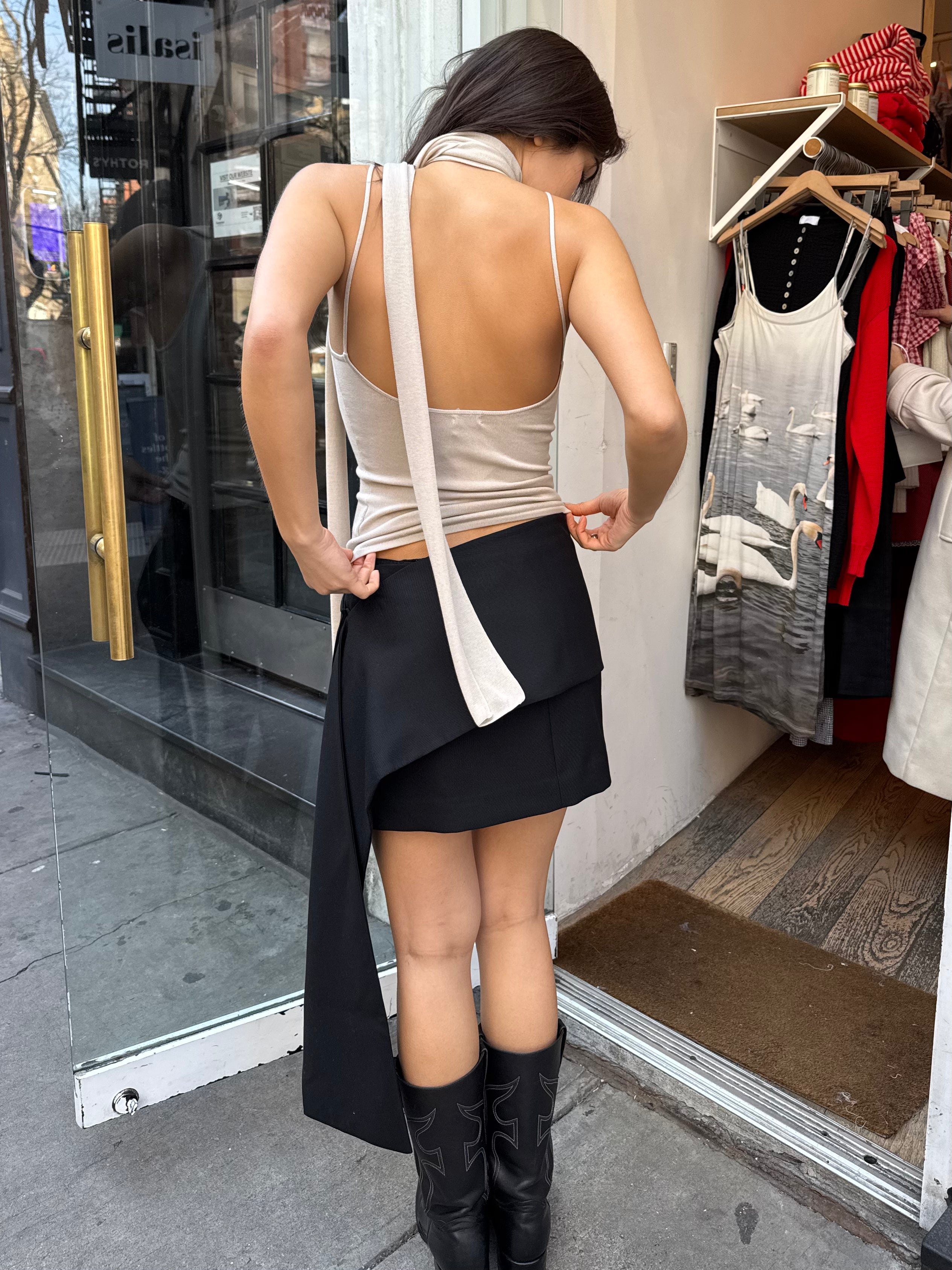 Scarf Mini Skirt in Black