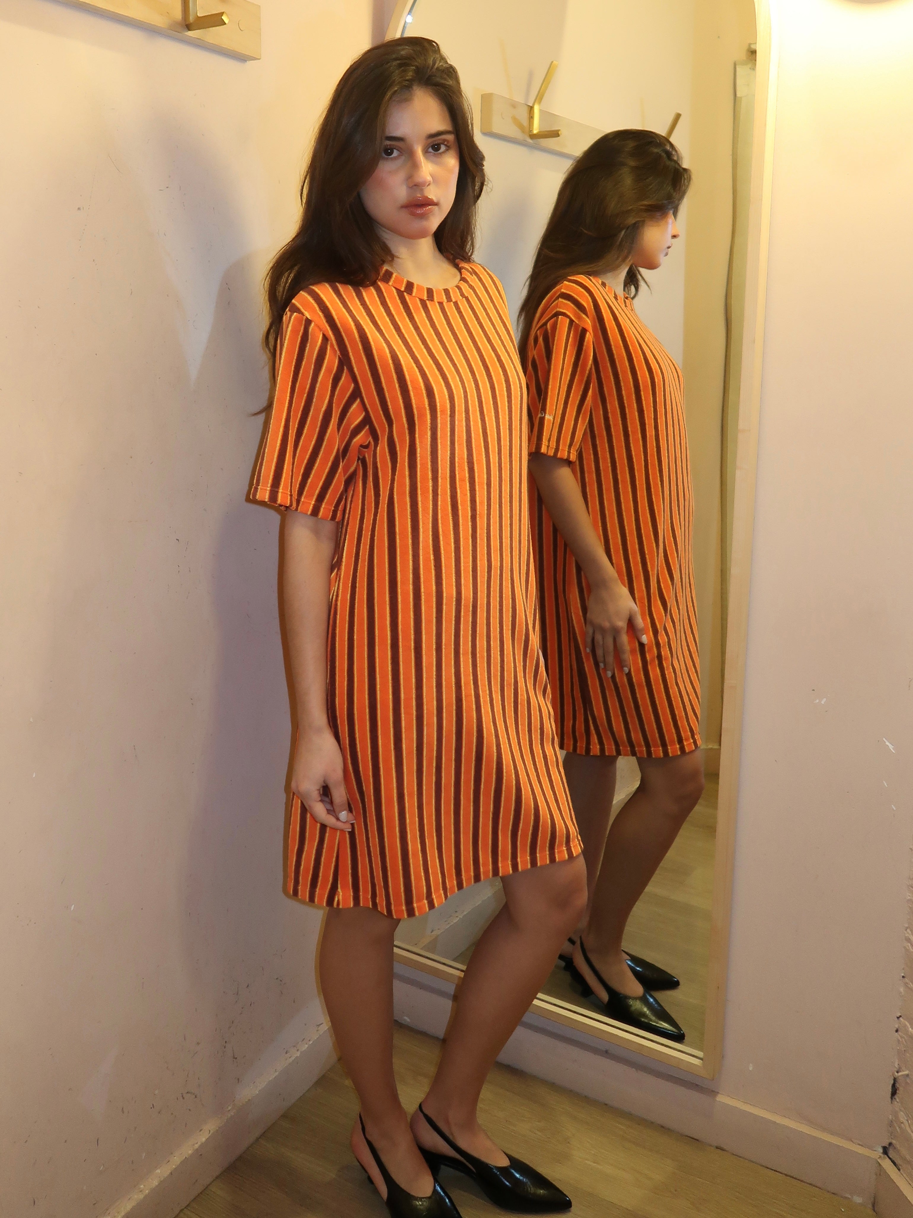 Striped Terry Short Dress