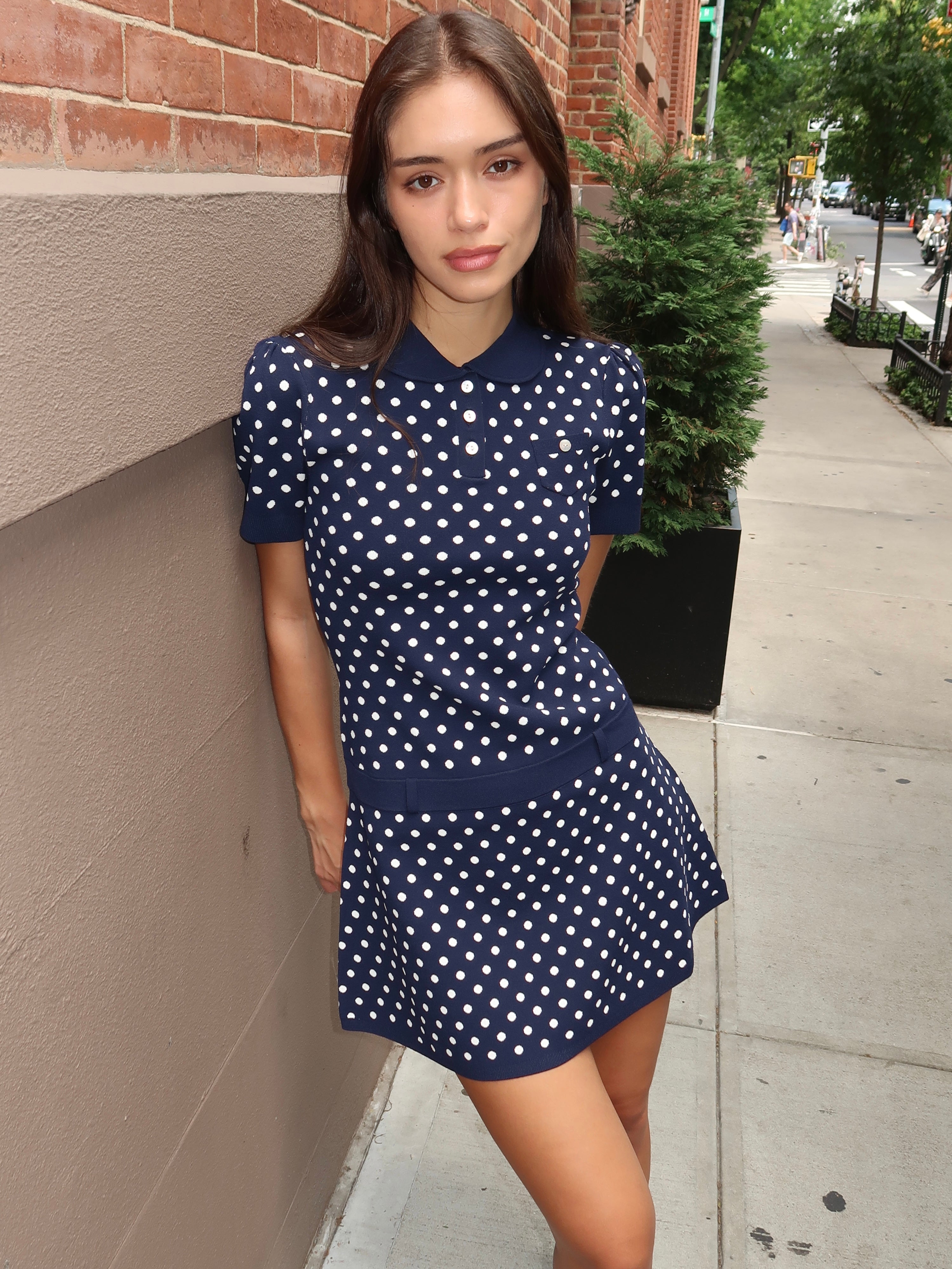 Sandy Liang Tumi Sweater Dress in Navy
