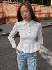 Hazel Shirred Shirt in White