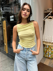 Aubrey Ruched Top in Citrine