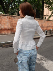 Hazel Shirred Shirt in White