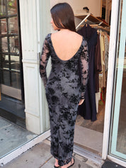 Syriah Dress in Black Blue Floral