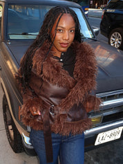 Zoya Brown Shearling Short Coat