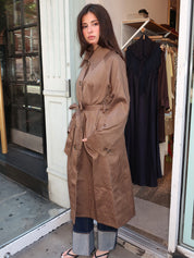 Heaven Trench Coat in Brown Plaid