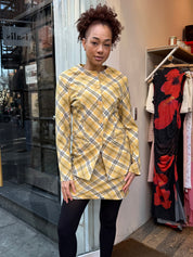 Check Collarless Blazer in Yellow Check