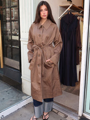 Heaven Trench Coat in Brown Plaid