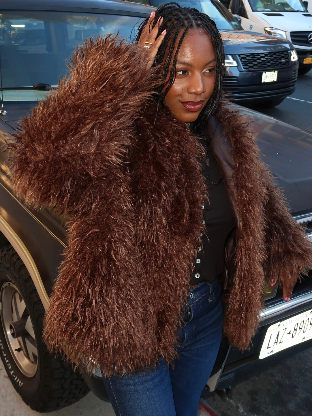 Zoya Brown Shearling Short Coat