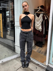 Belted Customs Jean in Black