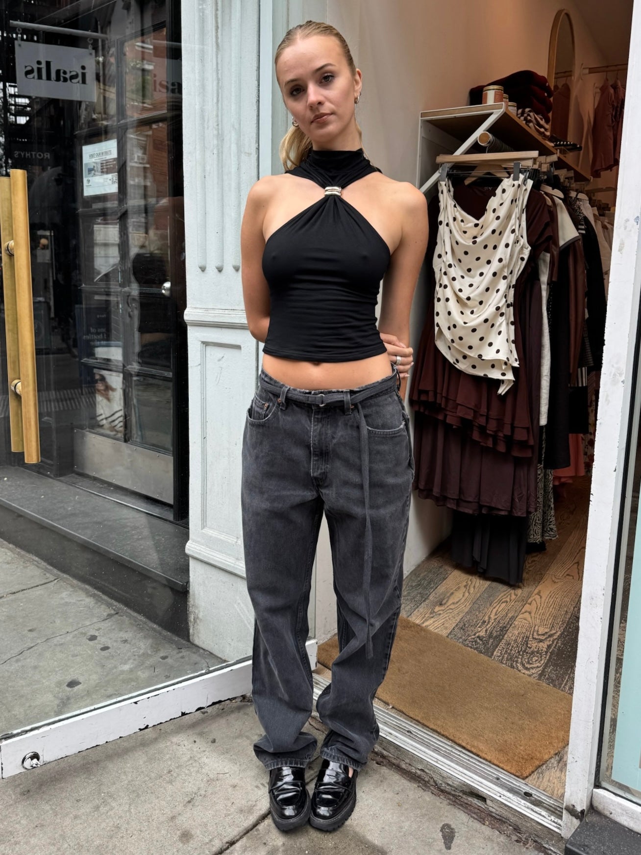 Belted Customs Jean in Black