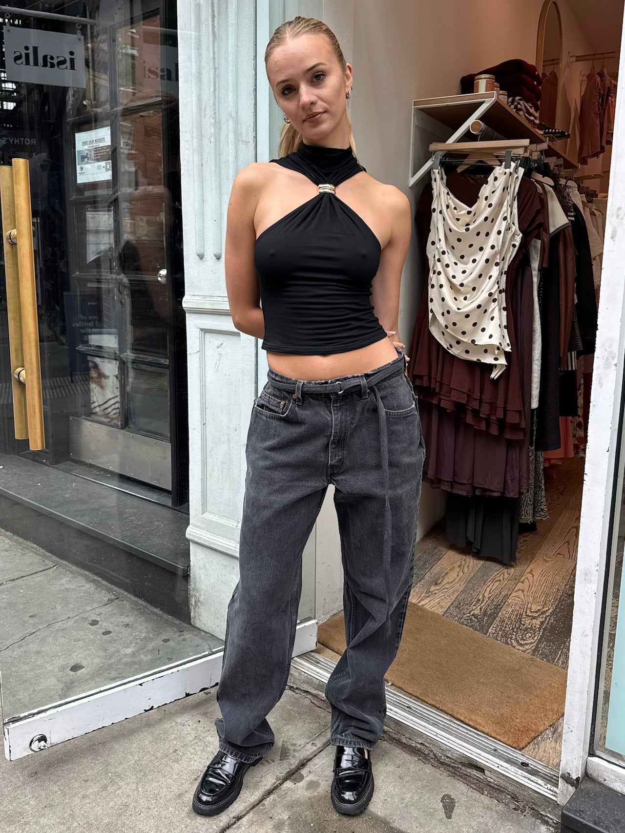 Belted Customs Jean in Black