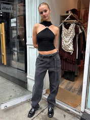 Belted Customs Jean in Black
