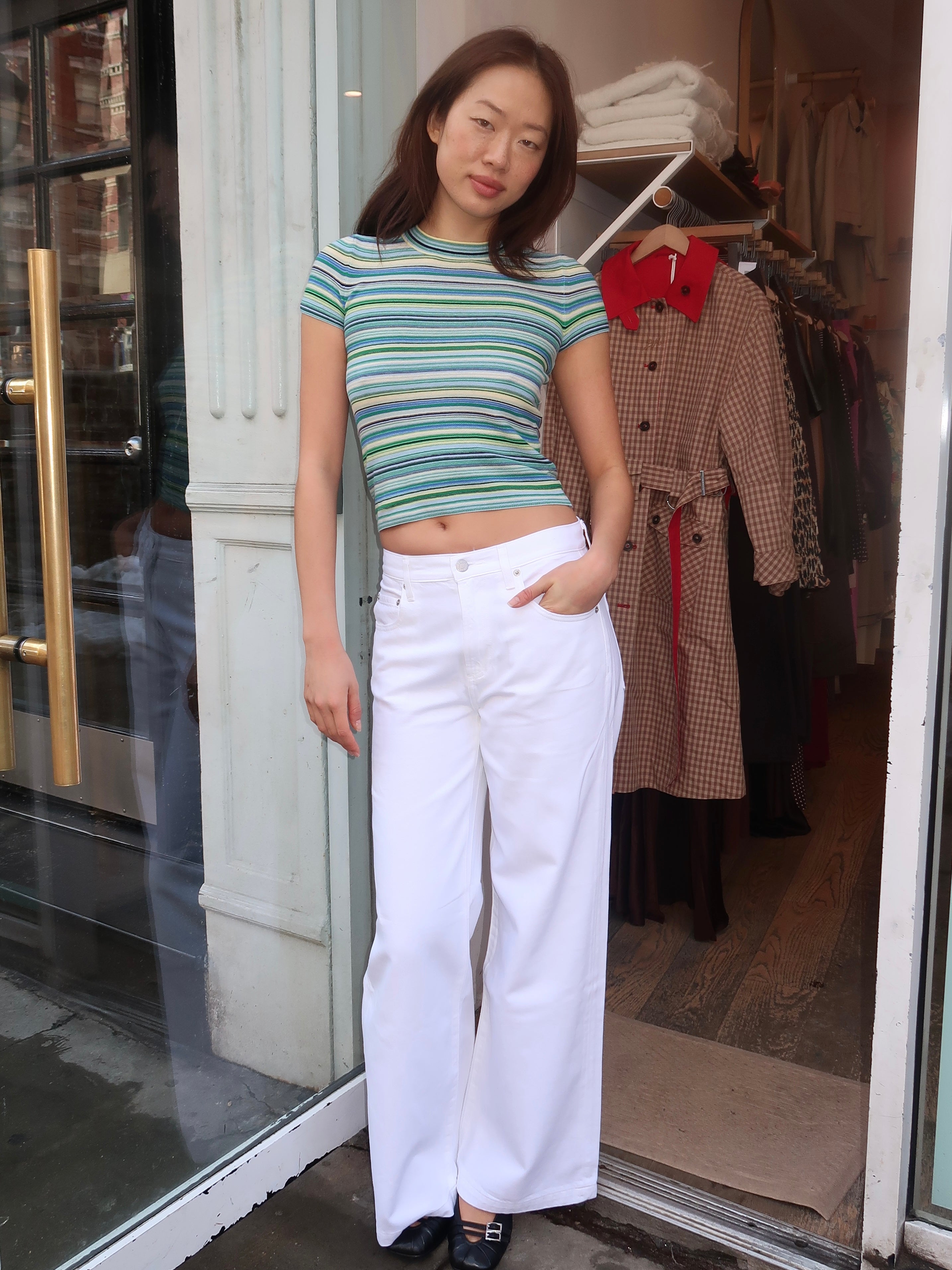 Jadyn Low Slung Palazzo in Vivid White