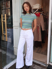 Jadyn Low Slung Palazzo in Vivid White