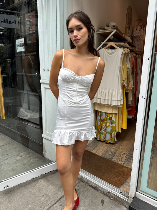 Gio Corset Mini Dress in White