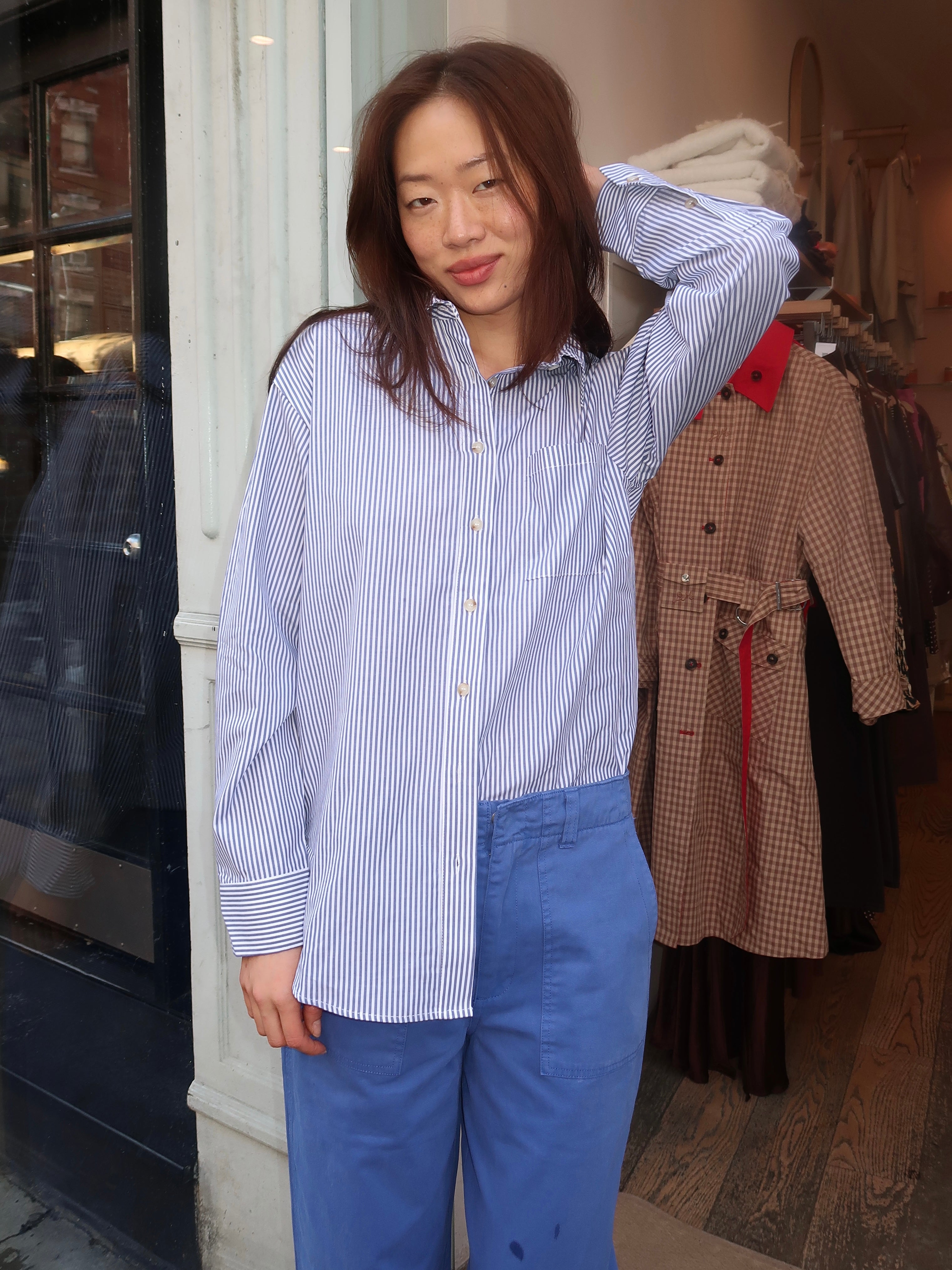 Saline Button Down Shirt in Blue Stripe