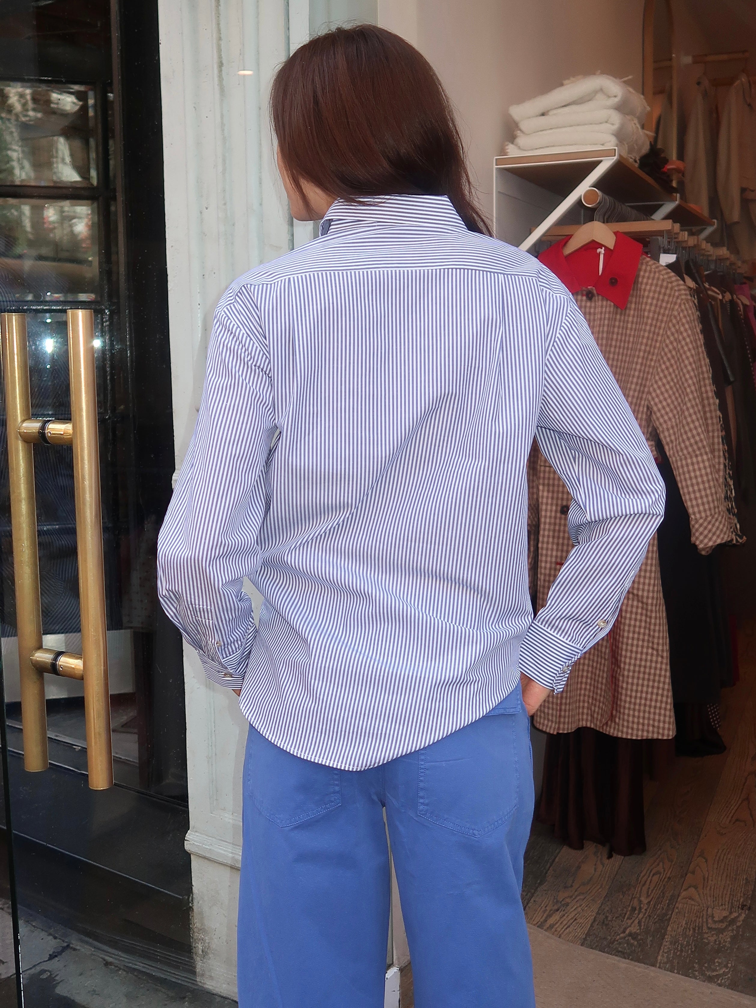 Saline Button Down Shirt in Blue Stripe