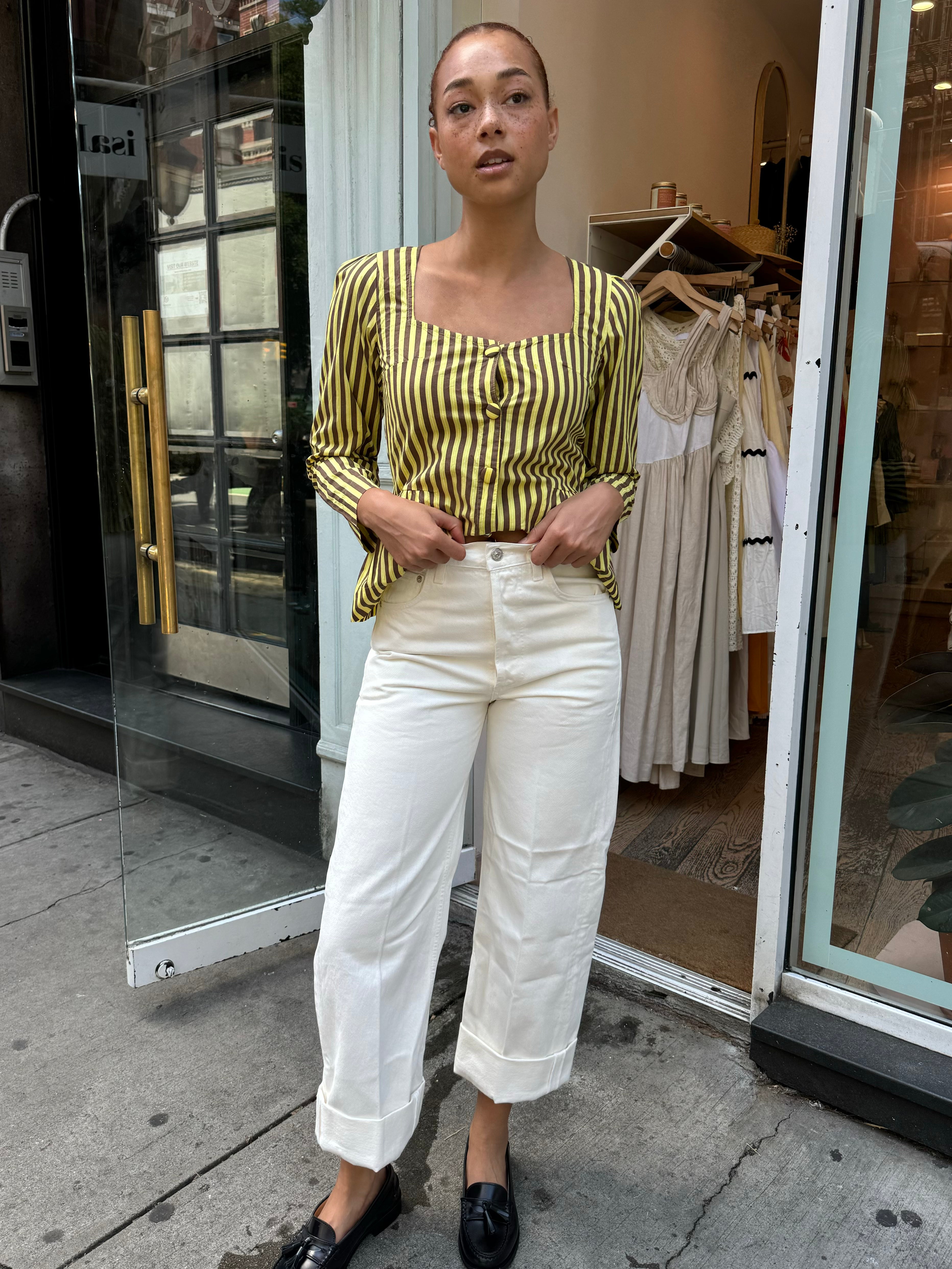 Ayla Baggy Cuffed Crop Jean in Pashmina