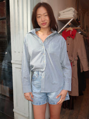 Saline Button Down Shirt in Green Stripe