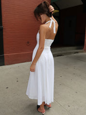 Leila Halter Dress in White