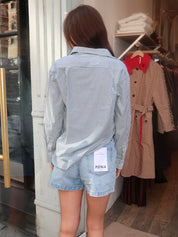 Saline Button Down Shirt in Green Stripe