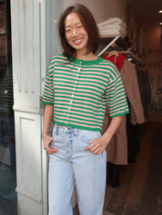 Ellsa Cardi in Green Stripe