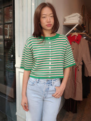 Ellsa Cardi in Green Stripe