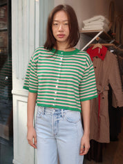 Ellsa Cardi in Green Stripe