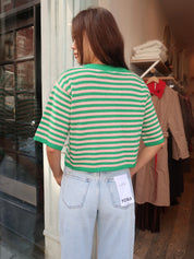 Ellsa Cardi in Green Stripe